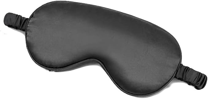 100% Natural Mulberry Soft Silk Sleep Mask, Light Blocking Eye Masks For Sleep, Night Blindfold Eye Mask Cover For Men And Women, Sleeping Night Mask For Travel (Black)