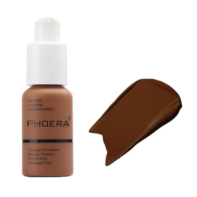 2Pcs Liquid Foundation Full Coverage 24HR Matte Oil Control Concealer 30ml (Nude & Buff Beige) with Kabuki Foundation Brush Flat Top (1pcs-110)