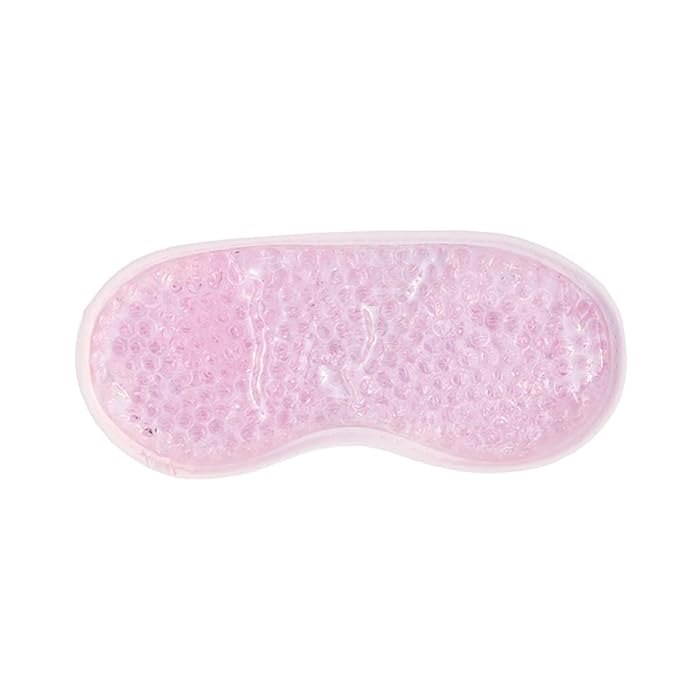 The Vintage Cosmetic Company Gel Bead Eye Mask, Super-Soft Plush Adjustable Headband, Calms Tired Eyes and Soothes Headaches, Skincare Accessory, Pink Design
