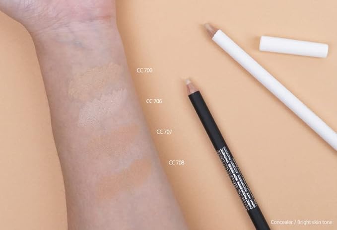 [K-Beauty Makeup] Courcelles Concealer Pencil CC706/CC707/CC708, Hard type-Natural Cover, light, medium, dark beige (CC707-Medium Beige)