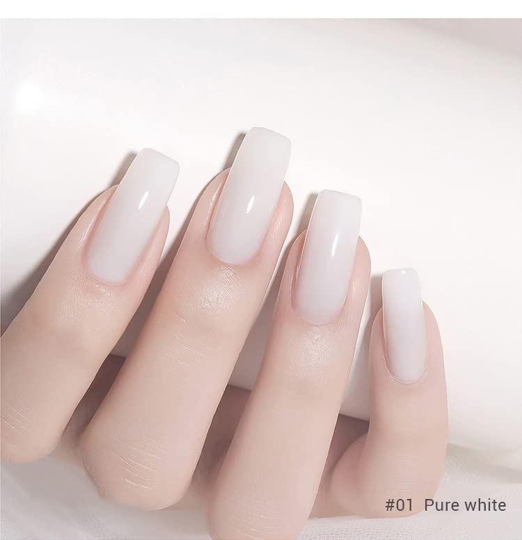 X&D Gel Nail Polish Kit Polygel Quick Dry Natural Clear 5 Colors Nail Extension with Dual Forms, Brush, File Set