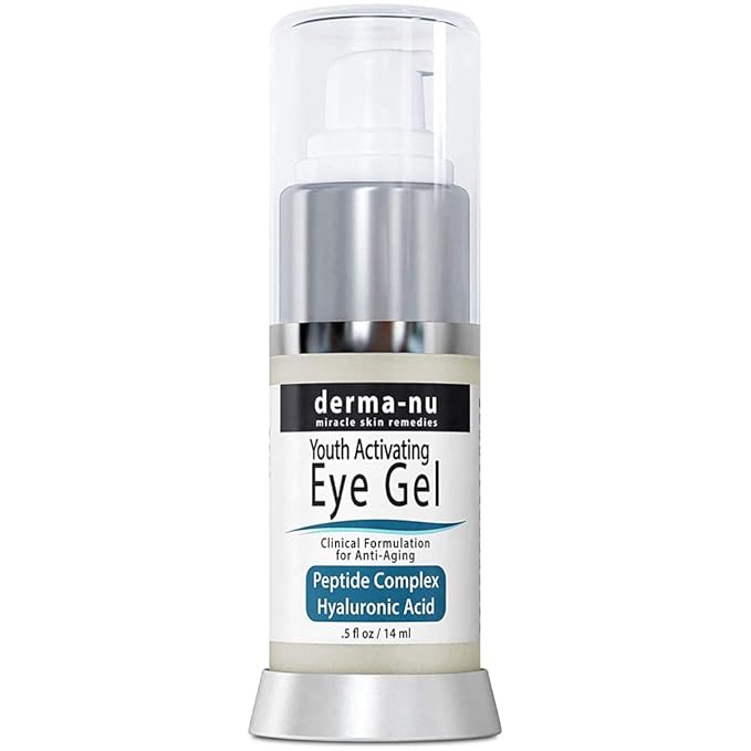 Eye Gel Anti-Aging Cream - Treatment for Dark Circles, Puffiness, Wrinkles and Fine Lines - Hyaluronic Acid Formula Infused Serum with Aloe Vera & Jojoba for Ageless Smooth Skin .5 oz