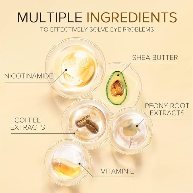 AKARY 24K Gold Eye Serum, Under-eye Firming Serum for Reduces Puffy Eyes, Dark Circles, Fine Lines, Under Eye Bags, Tightening, Hydrating Face Serum, Treatment for Skin Care with Nicotinamide and Vitamin E