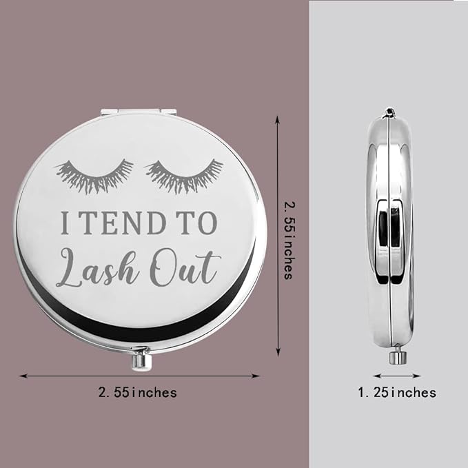 TGBJE Eye Lash Pocket Mirror Lashes Girl Gift I TEND to Lash Out Compact Mirror for Women Girls Beautician Gift (lash out mirror)