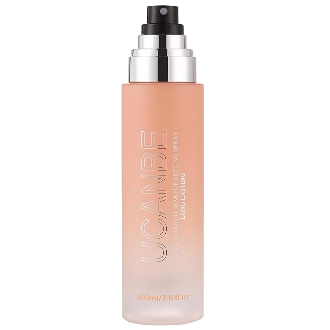 UCANBE Dewy Makeup Setting Spray, Moisturizing Finishing Spray Long Lasting Face Mist, Lightweight Hydrate Make Up Spray for Natural Glow, 7 Fl Oz Large Size