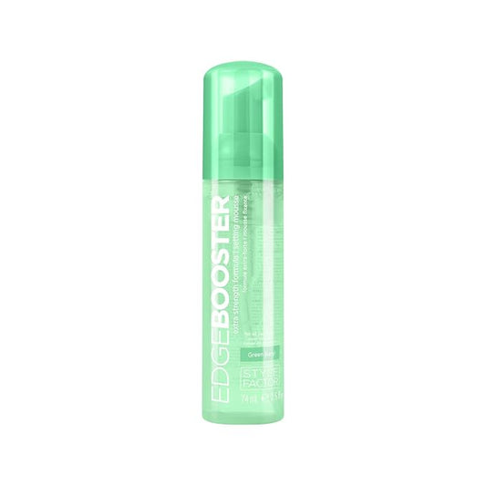 Style Factor EDGE BOOSTER Extra Strength Setting Mousse – Frizz Control, Extra Volume, and Conditioning – 2.5oz Green Beryl Mousse for Curly Hair