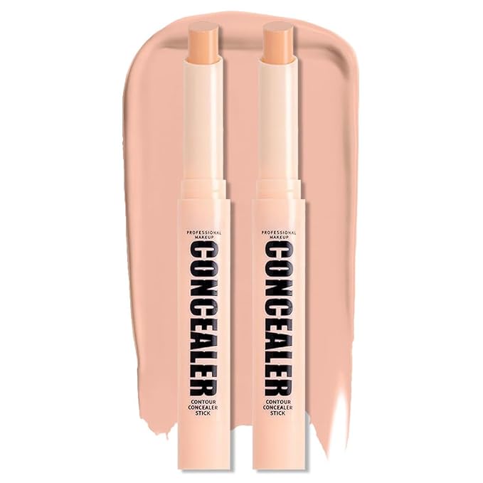 Kaely 2Pcs PROFESSIONAL MAKEUP Correcting Concealer Stick,Medium Coverage Concealer Crayon,under Eye Brightener Concealer for Dark Circles,corrector de ojeras,Lightweight,Vegan,05 HONEY PINK