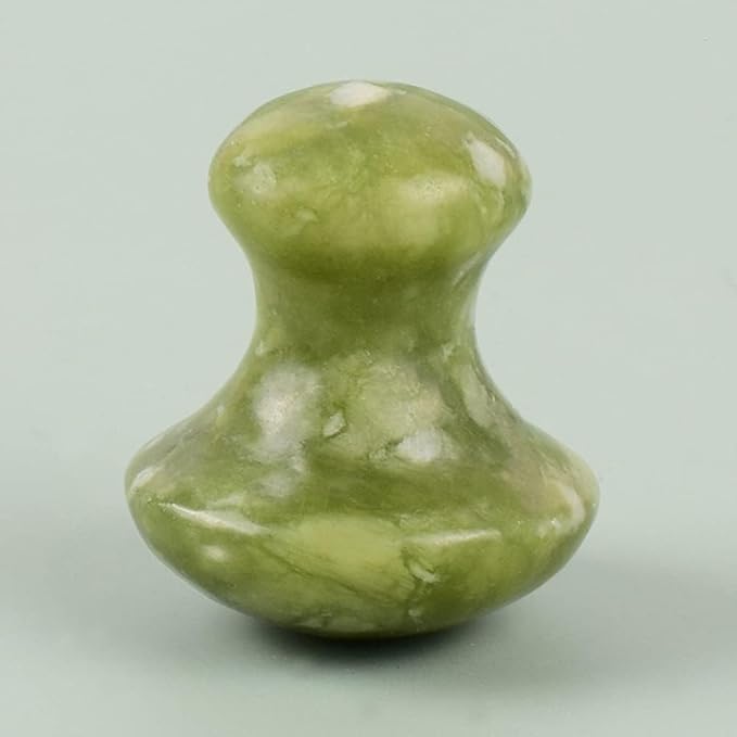 Mushroom Jade Gua Sha Facial Tools, Jade Roller Guasha Massage White Crystal Jade Stone Mushroom Shaped Face Lift Remove Wrinkles Massager for Women Spa, Body Relaxing (Green Jade)