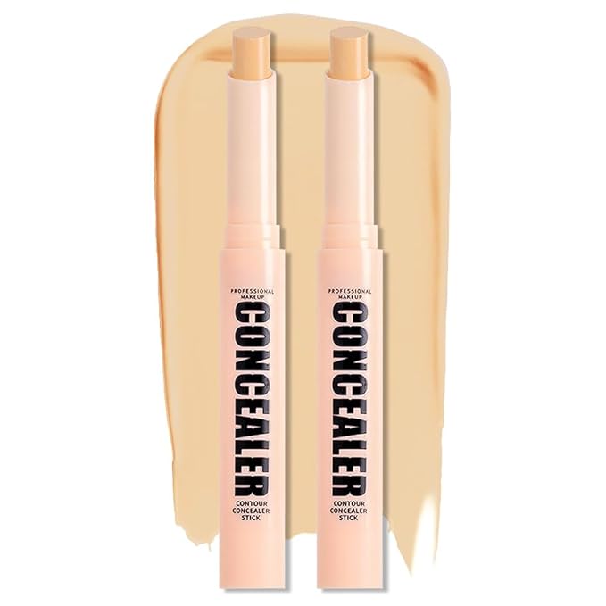 Kaely 2Pcs PROFESSIONAL MAKEUP Correcting Concealer Stick,Medium Coverage Concealer Crayon,under Eye Brightener Concealer for Dark Circles,corrector de ojeras,Lightweight,Vegan,04 VANILLA