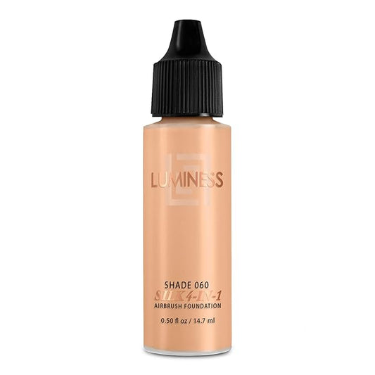 Luminess Air Silk 4-In-1 Airbrush Foundation- Foundation, Shade 060 (.5 Fl Oz) - Sheer to Medium Coverage - Anti-Aging Formula Hydrates and Moisturizes - Professional Makeup Kit for Cordless Air Brush