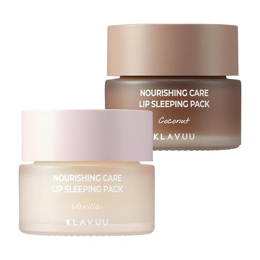 Klavuu Nourishing Care Lip Sleeping Pack (Vanila & Coconut) - Overnight Exfoliating & Nourishing Lip Treatment Balm for Dry Lips - Natural Moisturizing Lip Oil - Lip Balm to Repair & Protect Lips