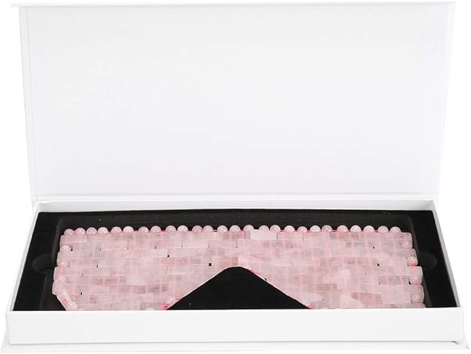 Jade Eye Mask,Jade Stone Cooling Mask,Jade Stones Anti-Aging Cooling Sleeping Eye Mask,Cold Eye Massager Eye Covers for Relief Eye Fatigue(Rose Quartz)