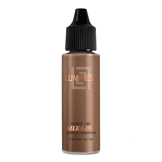 Luminess Air Silk 4-In-1 Airbrush Foundation- Foundation, Shade 180 (.5 Fl Oz) - Sheer to Medium Coverage - Anti-Aging Formula Hydrates and Moisturizes - Professional Makeup Kit for Cordless Air Brush