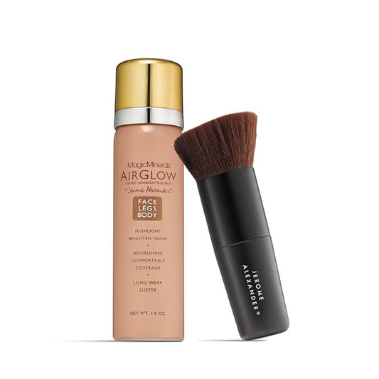 Jerome Alexander MagicMinerals AirGlow Tinted Highlighting Night Mist, Illuminating Airbrush Tinted Moisturizer Spray | 2PC | Champagne Glow