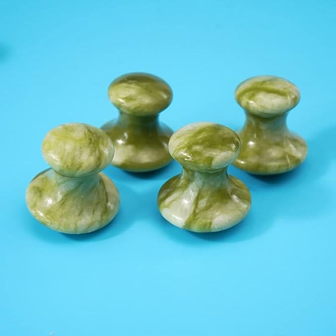 2 Pcs Mushroom Jade Gua Sha Facial Tools, Jade Roller Guasha Massage Green Jade Stone Mushroom Shaped Face Lift Remove Wrinkles Massager for Women Spa, Massage Knobs for Body Relaxing