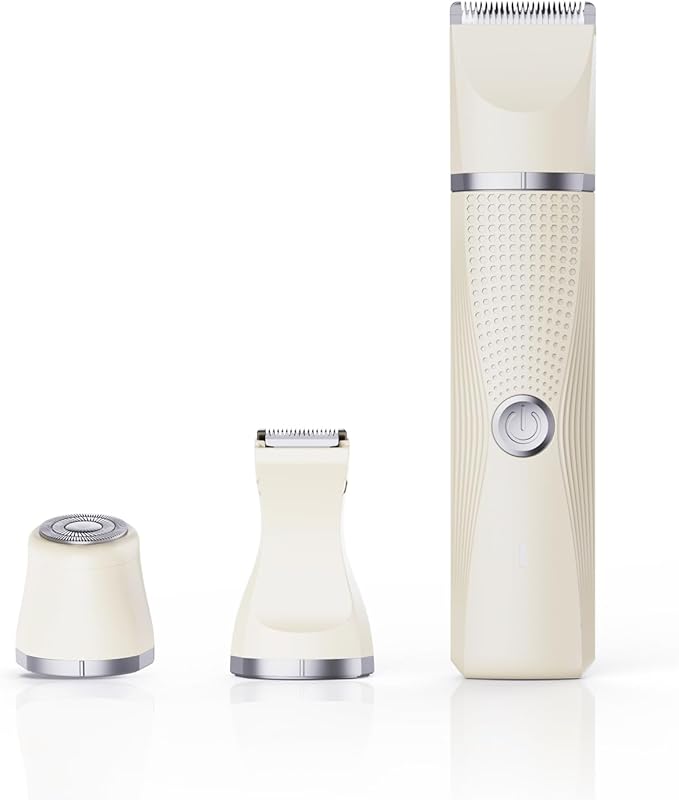 3-in-1 Electric Razor for Women - Waterproof Bikini Trimmer,Rechargeable Electric Shaver for Lady,Pubic Hair Trimmer Women,Personal Trimmer Groomer for Body Hair (Cream, LY-2)