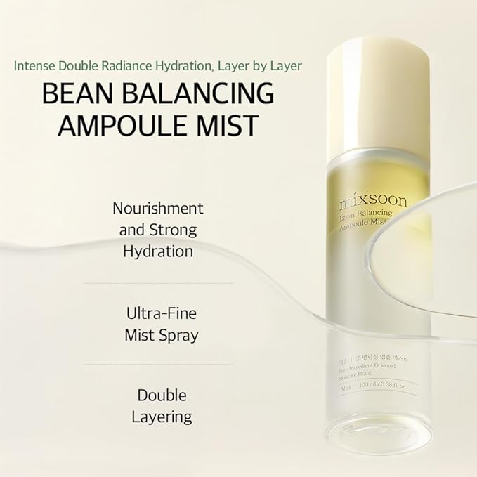 mixsoon Bean Balancing Ampoule Mist Skin moisturizer and Oil balance For Hydrated Radiance Korean Glass Skin Care 3.38 fl. oz. / 100ml