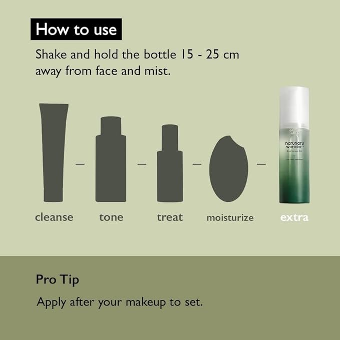 haruharu Wonder Black Bamboo Mist, 2.7 fl.oz. Hydrating and Firming Skin, Black Rice, Panax Ginseng for Clean and Smooth Skin Surface, Korean Skincare, Vegan, Cruelty Free