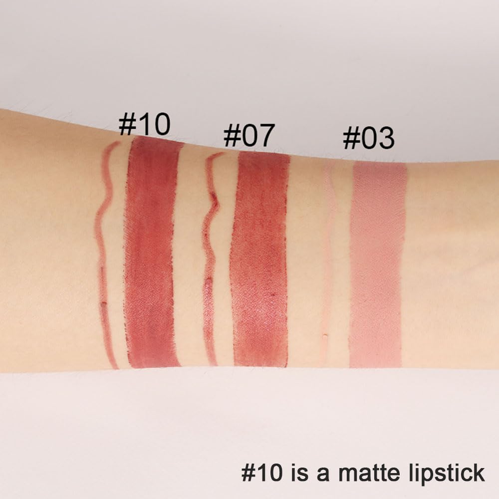Kaely 2-in-1 Light Brown Lip Liner & Lipstick Set Kit for Women, Matte Lips Kit with Lip Liner Lip Stains Long Lasting Waterproof 24 Hour Lipstick and Lip Liners Combo Lipliners Pencil Set 10