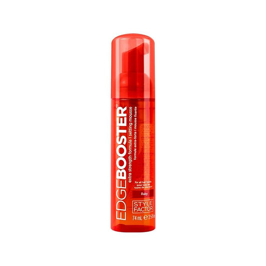 Style Factor EDGE BOOSTER Extra Strength Setting Mousse – Frizz Control, Extra Volume, and Conditioning – 2.5oz Ruby Mousse for Curly Hair
