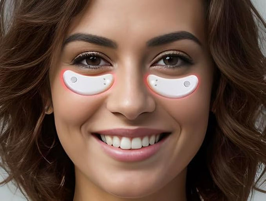 Red Light Therapy Eye Patches for Dark Circles, Tired Eyes, Puffiness, Eye Wrinkles & Eye Bags. Anti-Aging Eye Pods, Inflammation Gadget for Eyes with Red Light Therapy., White