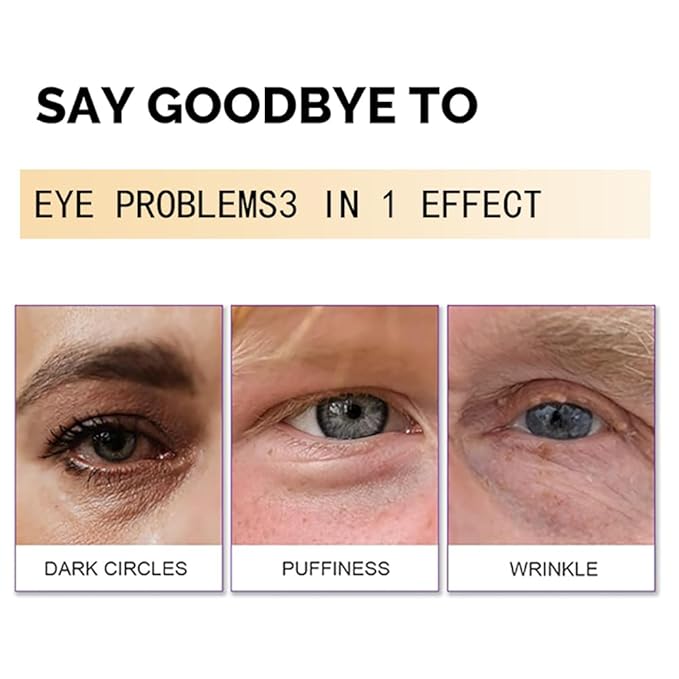 Snail Peptide Eye Cream Non-Sticky Snail Mucin Eye Care Hydrating Essence with 360° Massage Ball for Reducing Dark Circles/Puffiness/Fine Lines, Moisturizing, Firming, Adding Skin Elasticity