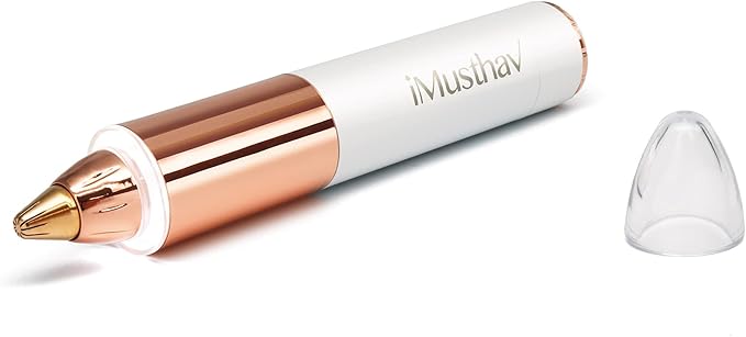 Portable Eyebrow Hair Remover for Women – Painless, Fast & Precise Flawless Electric Razor & Epilator for Eyebrow, Nose, Ear Hair Removal – 18K Gold-Plated, 360° LED Light