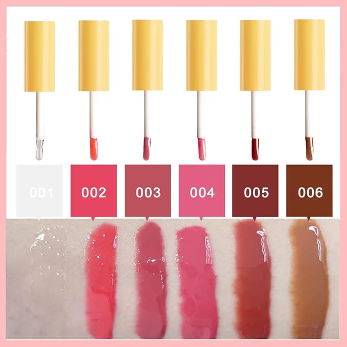 VERONNI 6 Colors Lip Tinted Stain Gloss Set,Hydrating Plumping Liquid Lipstick Set,Moisturizing Clear Lip Oil For Dry Lips,Nourishing Water Glossy Glass Lip Oil Gloss Lip Tint (6 Colors)