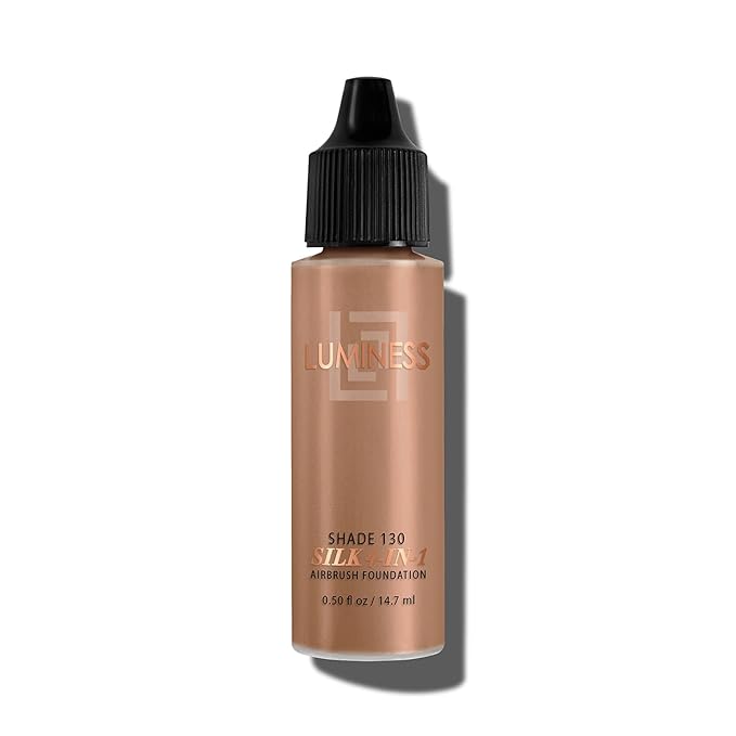 Luminess Air Silk 4-In-1 Airbrush Foundation- Foundation, Shade 130 (.5 Fl Oz) - Sheer to Medium Coverage - Anti-Aging Formula Hydrates and Moisturizes - Professional Makeup Kit for Cordless Air Brush