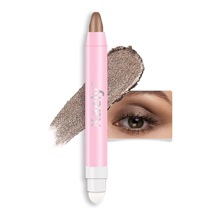 Kaely 2in1 Cream Eye Shadow Brightener Sticks for Eyes, Pencil Eyeshadow Applicator Stick Waterproof Pigmented, Eye Shadow Palette Highlighter Makeup, sombras para ojos, 21 Cocoa Shimmer