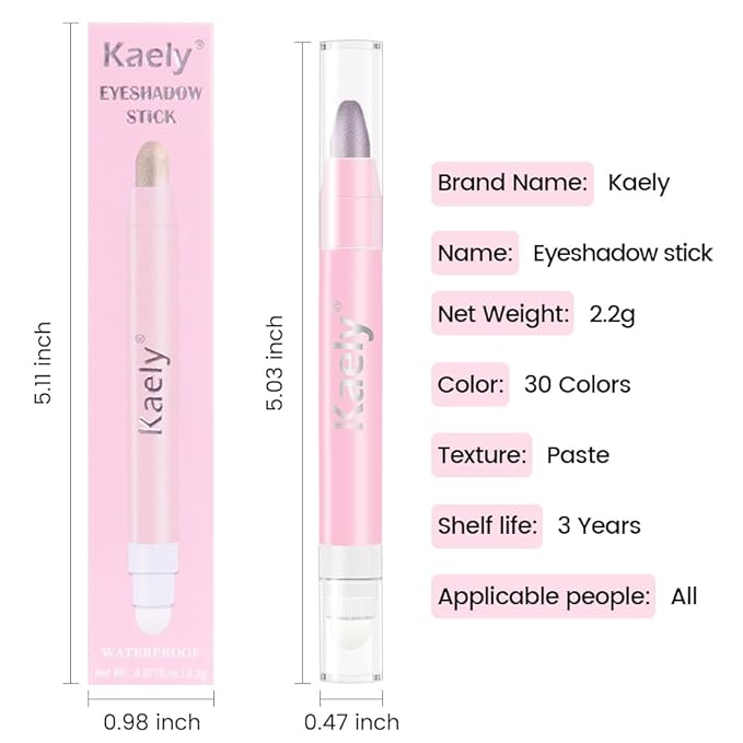 Kaely 2in1 Cream Eye Shadow Brightener Sticks for Eyes, Pencil Eyeshadow Applicator Stick Waterproof Pigmented, Eye Shadow Palette Highlighter Makeup, sombras para ojos, 24 Smoky Amethyst Shimmer