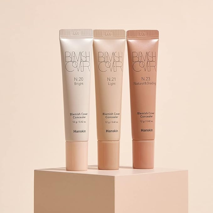 Hanskin New Blemish Cover Full Coverage Concealer, Under Eye Brightener, Conceal & Brighten Dark Circles, Semi Matte Creamy Formula, Flawless Finish, Korean Makeup [Bright/12g]