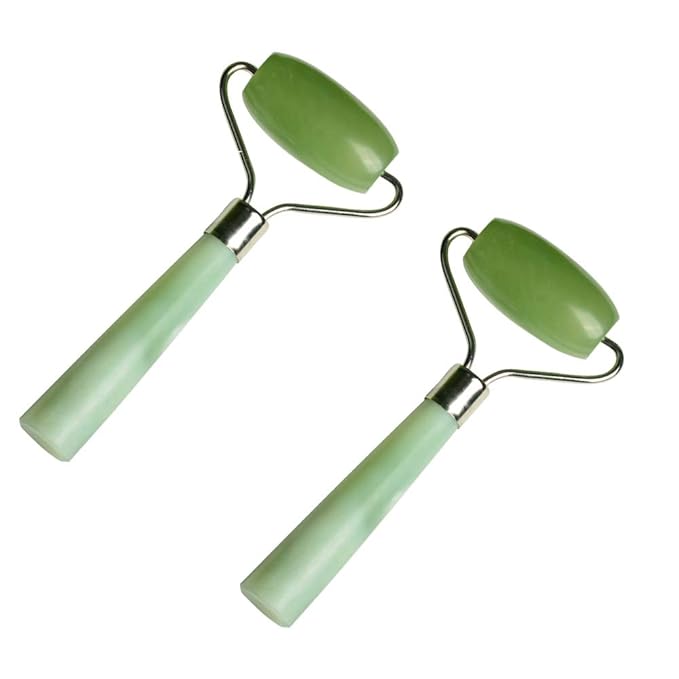 2 Pack Anti-Aging Anti Wrinkle Jade Roller Massager Face Neck Slimming Lymphatic Drainage SPA Tool