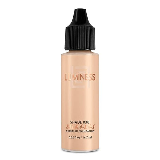 Luminess Air Silk 4-In-1 Airbrush Foundation- Foundation, Shade 030 (.5 Fl Oz) - Sheer to Medium Coverage - Anti-Aging Formula Hydrates and Moisturizes - Professional Makeup Kit for Cordless Air Brush