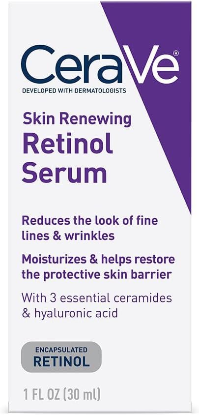 CeraVe Anti Aging Retinol Serum For Face, Encapsulated Retinol With Hyaluronic Acid, Niacinamide & Ceramides, Smooths Wrinkles & Fine Lines, Gentle Skin Brightening Serum, Fragrance Free, 1 Oz
