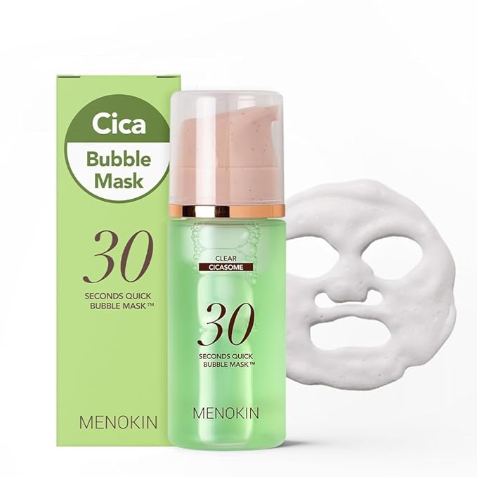 MENOKIN 30 Seconds Quick Bubble Mask [CLEAR] - [Cica] in Micro-bubbles For Soothing & Skin Strengthening, Hydration, Clearer Complexion, Korean Skin Care Essential, 70 Uses, 3.21 fl.oz