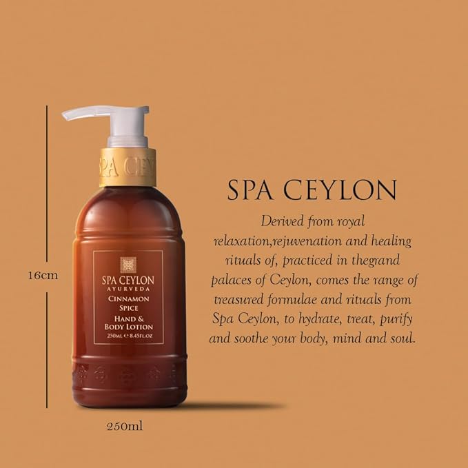 SPA CEYLON Cinnamon Spice Hand & Body Lotion | Daily Moisturizer for All Skin Types | Dry Skin Relief Body Cream | 250ml
