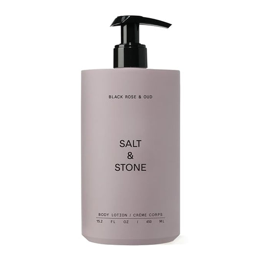 Salt & Stone Body Lotion for Women & Men| Scented Daily Body Lotion | Hydrates, Nourishes & Softens Skin | Restores Dry Skin | Fast-Absorbing | Cruelty-Free & Vegan (450 ml) (Black Rose & Oud)