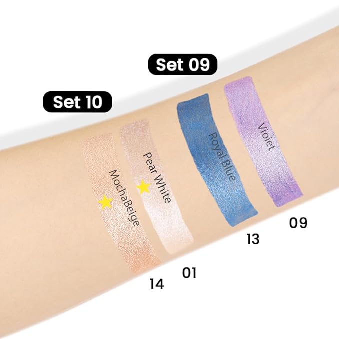 Kaely 2Pcs Cream Eyeshadow Stick Set for Eyes,Pearl White & Mocha Beige Shimmer Pen,Eye Brightener Halloween Makeup,sombras para ojos,Smooth Eye Shadow Highlighter Crayon Pencil Waterproof,01+14