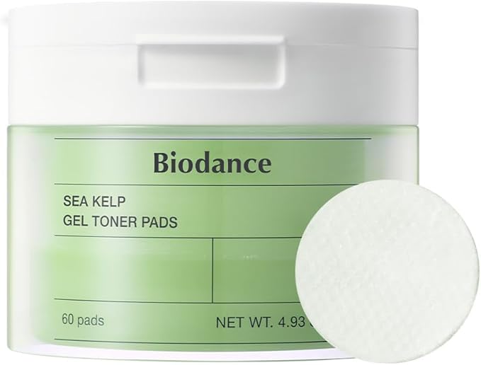 Biodance Sea Kelp Gel Toner Pads, Calming & Soothing for Sensitive Skin, Oil & Sebum Control, Blemish Care, Gentle Exfoliating Toner Pads, Korean Skincareㅣ4.93 fl.oz.(140g)*60Pads