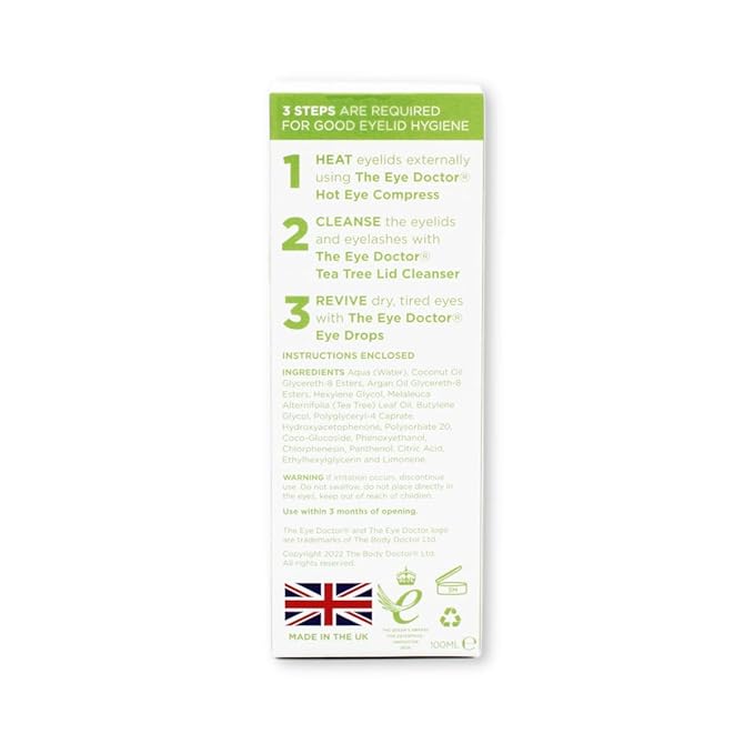 The Eye Doctor Tea Tree Lid Cleanser Twin Pack - 2X 100ml – Daily Hygiene Remove Debris & Make-up Eyelid Eyelashes – For Sensitive Eyes – Tea Tree Oil Argan Oil Coconut Oil & Micellar Water