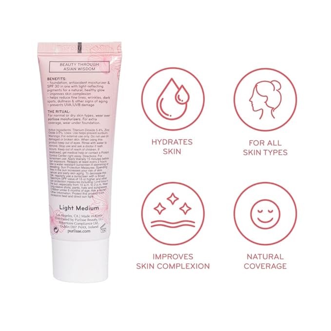 pūrlisse Ageless Glow Serum BB Cream SPF 40 : Clean & Cruelty-Free, Full & Flawless Coverage, Hydrates with Collagen | Deep 1.4oz