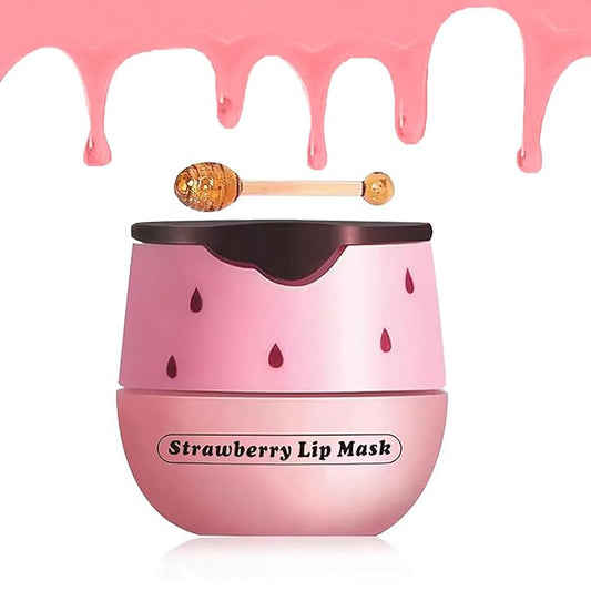 Strawberry Lip Balm Sleeping Lip Mask, Lip Balm with Stick, Lip Scrubs Exfoliator, Day & Night Lip Care - Hydrate Repair Prevent Dry (Strawberry)