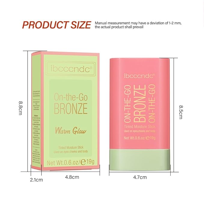 UNYOKE Soft Creamy Highlighter Blush Stick,Smooth Shimmer Bronzer Stick,Long Lasting Waterproof Blush Illuminator Luminizer,Blendable Natural Glow Makeup Cream Blush Highlight 0.6 Oz（03# Rich Glow）