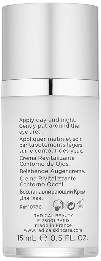 Radical Skincare Eye Revive Creme - 4 in1 Anti-Aging Solution Combats Wrinkles, Dark Circles, Puffiness, & Fine Lines - For All Skin Types Including Sensitive Skin - Paraben & Cruelty Free (0.5 Fl Oz)