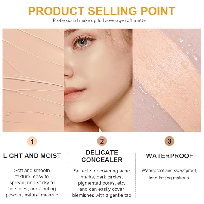 Kaely 2Pcs Pot Concealer Full Coverage Set,under Eye Brightener Concealer for Conceals Dark Circles,Waterproof Foundation Face Makeup Brush Kit,Color Correcting Concealer,02+02