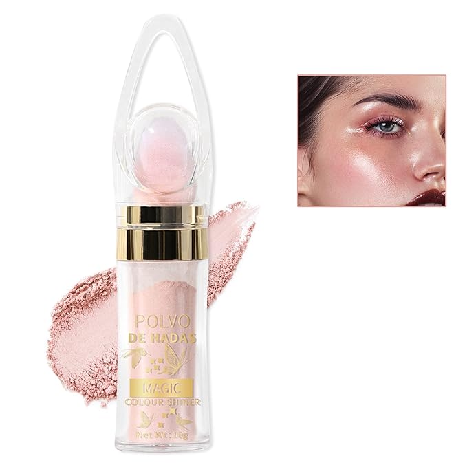 Polvo De Hadas Highlighter Glitter Stick Body Glitter Shimmer Face Brightening Highlighter Contour Powder Makeup Stick Face Blusher Fairy Glitter Highlighter Makeup - 02#Fairy Pink