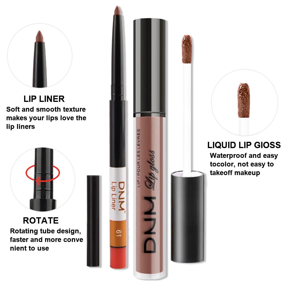 evpct 2Pcs Nuetral Nude Matte Lip Liner and Lipstick Combo Set for Women, Nude Lip Combo Set Liquid Lips Stick Gloss and Lipliner Stain Set Long Lasting Waterproof, Lips Makeup Pack 24 Hours originale