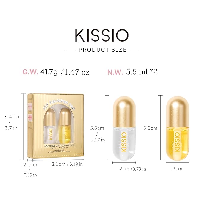 KISSIO Lip Plumper,2 PCS Natural Lip Plumper,Lip Enhancer, Natural Plumping Lip Serum, Lip Plumping Balm,Lip Plumper Pro,Hydrated Beauty Lips 5.5ml, Day And Night