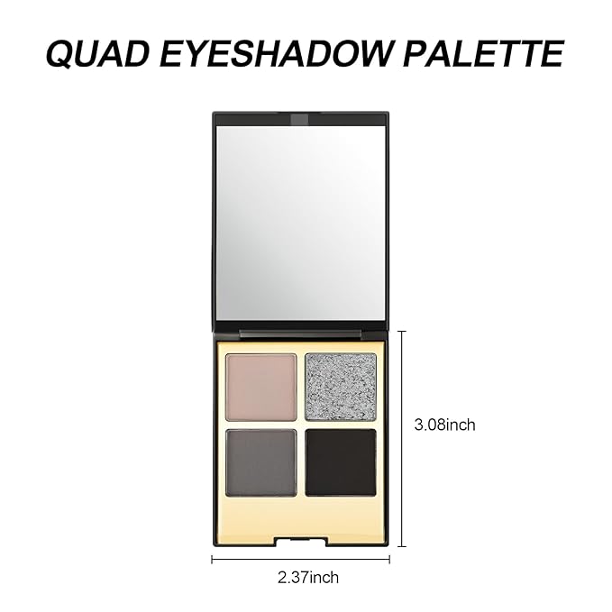 Erinde 4 Colors Eyeshadow Palette Eye Shadow Makeup, Matte Shimmer Metallic Gold Blue Green Dark Brown Nude Neutral Eyeshadow, Long Wearing, Pigmented Blendable, Quad Eye Shadow Palette, 05